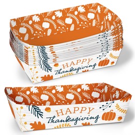 Big Dot of Happiness Happy Thanksgiving Paper Food Trays, Disposable Food Boats for Fall Harvest Party, Double-Sided Meal Holders for Nachos, Hot Dogs, French Fries - 12 Ct