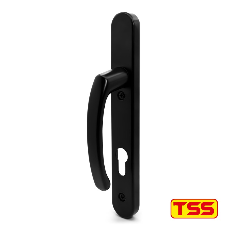 TSS Black UPVC Door Handle Pair Set, Sprung, 92mm PZ