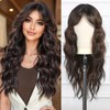 Esmee Long Wave Mixed Brown Wig for Women with Curtain