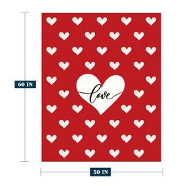 YeeJu Valentines Day Decorative Throw Blanket Red Love Heart Throw Blanket Girlfriend Wife Couple Gift Blanket for Couch Sofa Bed Soft Lightweight Fleece Blankets and Throws 50x60