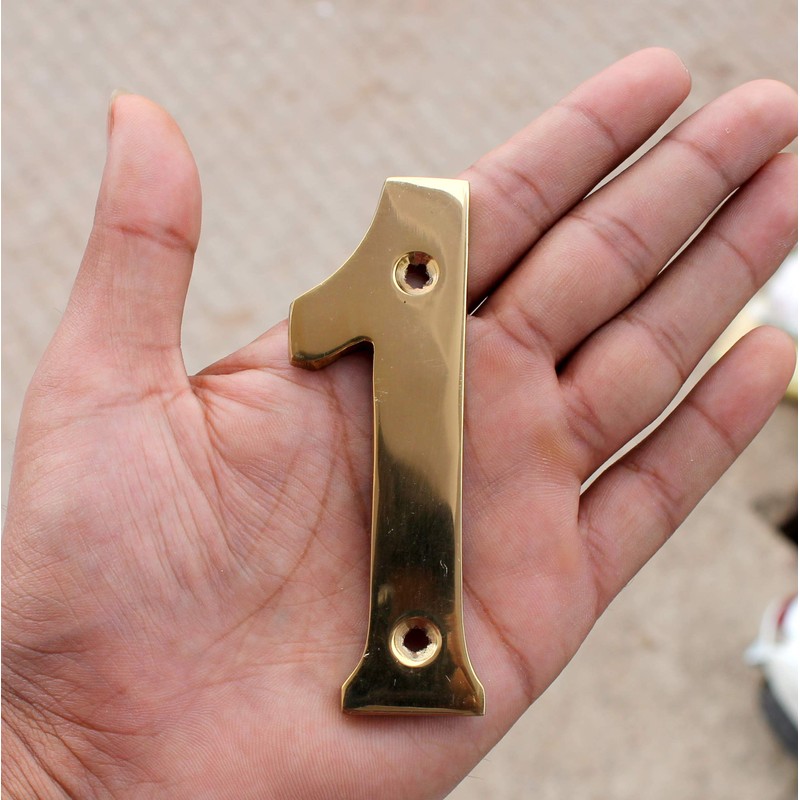 eSplanade 4" Brass House Hotel Door Number Plaque Sticky Numeric