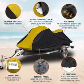 Seal Skin Covers Heavy Duty Jet Ski Cover Marine Grade Waterproof UV Resistant PWC Cover for Stand-Up Compatible with Yamaha Sea-Doo Kawasaki fits 95"