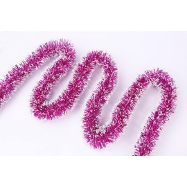 YYCRAFT Commercial Length Thick Foil Tinsel Garland 2 Inch Holiday Deocration（15 Yards,Hot Pink