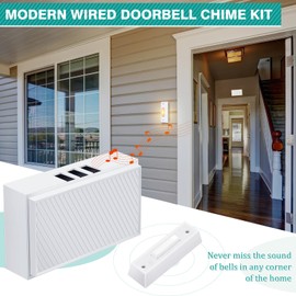 Saillong Wired Doorbell Chime with 2 Lighted Push Buttons, 16V 10VA Two Sounds Front and Rear Hardwire Door Bell Kit for Home Wall Inside, Compatible with Most Brand Doorbells(White, Yellow)