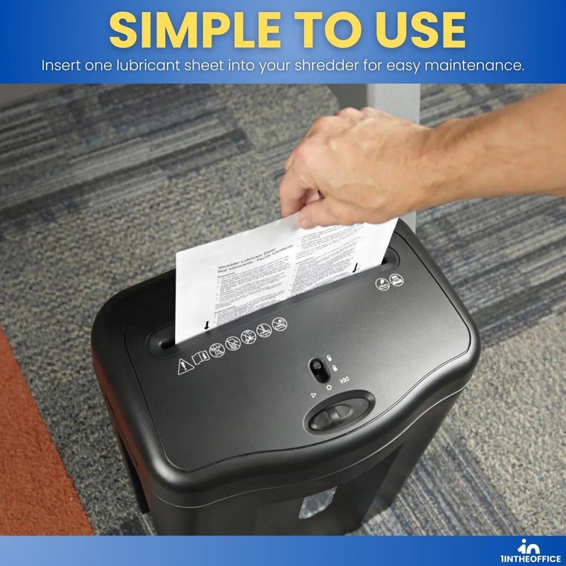 1InTheOffice Paper Shredders Lubricant Sheets 8.5" x 6" Shredder Sharpening