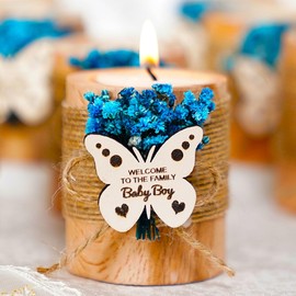 20 Pack Tealight Candle Holders Baby Shower for Guests -Gender Reveal Return Gifts Boy Blue, Baby Shower Decorations Boy, Thank You Gifts - Decorative for Table Centerpiece