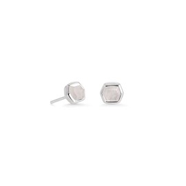 Kendra Scott Davie Stud Earrings in Sterling Silver, Fine Jewelry for Women, Rainbow Moonstone