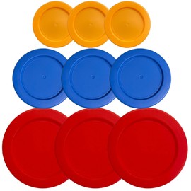 Klare Ware 1, 2 & 4 Cup Replacement Lids/Covers for Pyrex, Anchor Hocking & Klare Ware Storage Bowls (Glass Container Not Included) Microwave, Freezer & TopRack Dishwasher Safe (9 Pack, Org-Blue-Red)