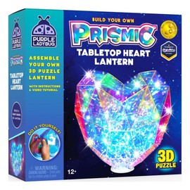 Prismic Table Top Heart Lantern Kit – DIY 3D Craft Light for Teens Age 12+ – Buildable Puzzle Lantern for Room Décor with Gift Box – Perfect Birthday, Christmas & Girls & Boys