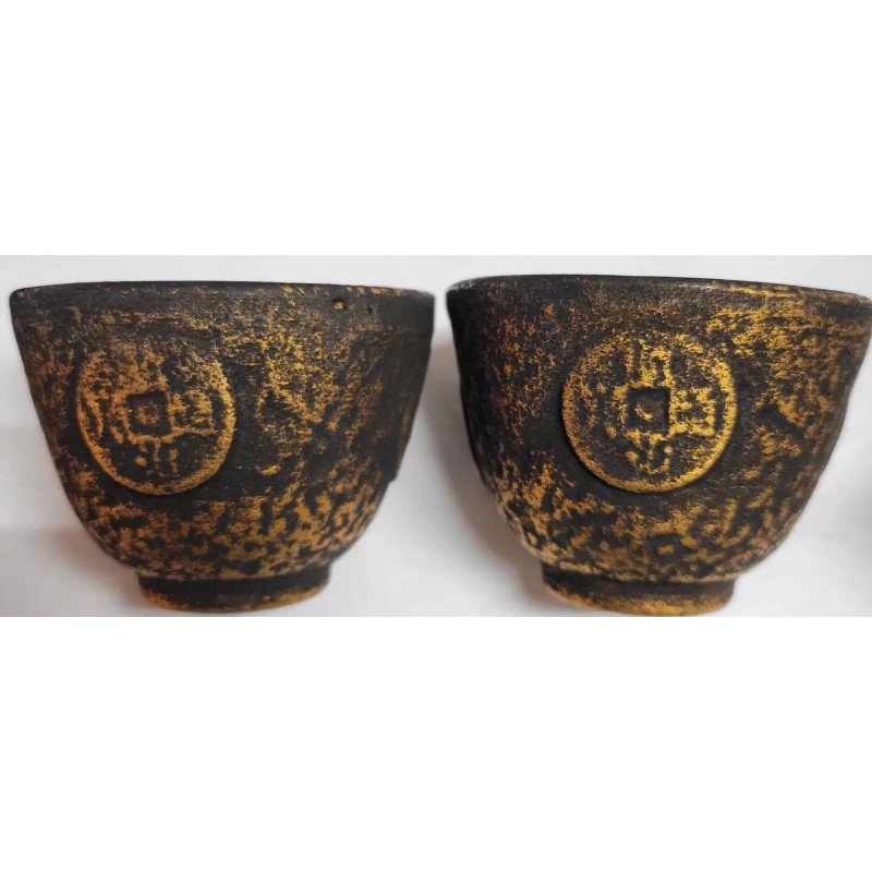 RIKYU Cast Iron Tetsubin 20oz Teapot Antique Ancient Gold Coin