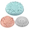 Sakolla 3 Pack Flower Shape Silicone Cake Molds, Large Round