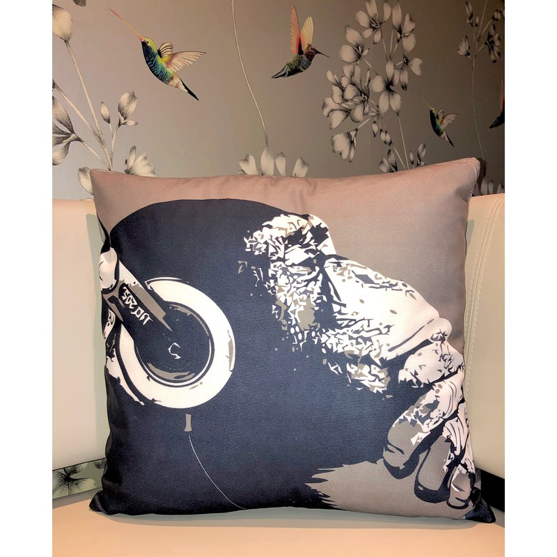 The Beach Stop Chimpanzee Monkey Printed Cushion Cover | Gift