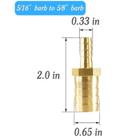MSAEIQUN Brass Hose Barb Reducer 5/8" (16mm) to 5/16" (8mm) Reducing Barb Splicer Mender with Stainless Steel Pipe Clamps air Hose Repair kit for Pipe Line/Fuel/Air (Pack of 5)