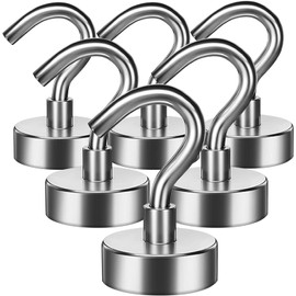 Grtard 6 Pack Magnetic Hooks, 22 lb+ Pull Strong Neodymium Magnet Hooks Heavy Duty, Magnets with Hook for Hanging, Cruise Hook for Ceiling, Tool, Magnetic Hooks for Fridge, Kitchen, Workplace, Office