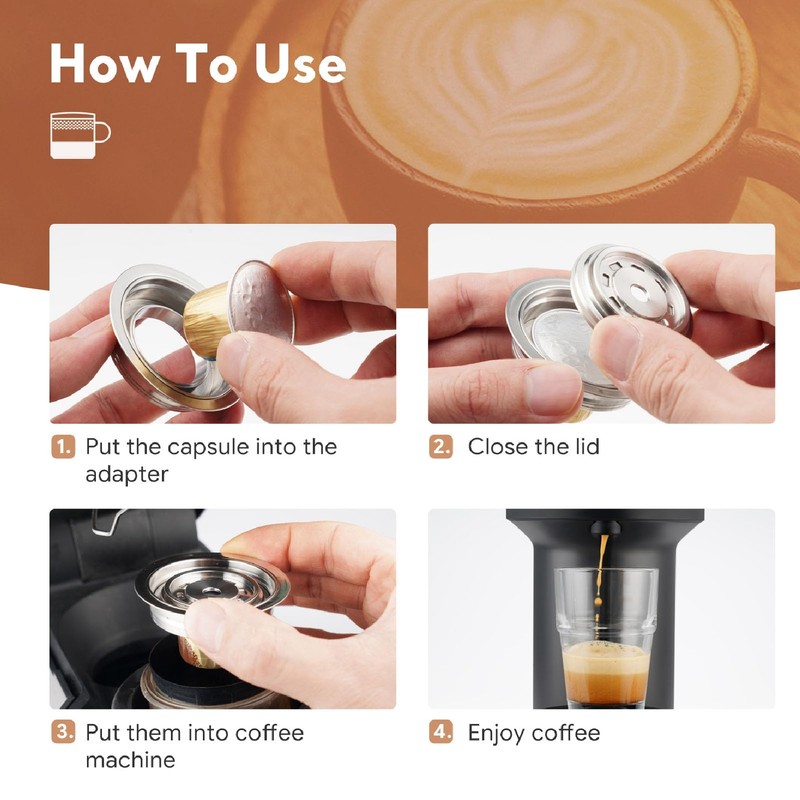 150 ml Reusable Pads, Coffee Capsule Adapter for ENV135 for