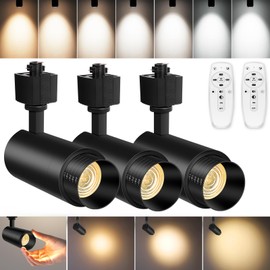 【2025 Upgraded】9-Color Zoomable 25W LED Track Lighting Heads H Type Track Light Heads Remote Control Dimmable Bright Ceiling Spotlight, 2700K/3000K/4000K/5000K/6500K, 15°-60° 2200lm Black 3 Pack