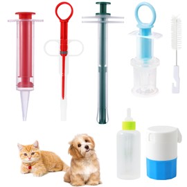 6Pcs Pet Piller, Pet Liquid Feeding Syringe, Pill Popper for Cats Dogs, Pill Crusher Dispenser for Pets, Pill Syringe for Cat, Puppy Bottle Feeding Kit,Pet Feeding Bottle,Kitten Bottle Feeder (Set B)