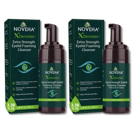 NOVEHA Demodex Eyelid Cleanser Foam | Extra Strength Tea Tree Oil Formula | Daily Face Wash For Eyelash, Demodex, MGD, Stye Eyes, Eye Irritations & Skin Dryness, 3.38 fl. oz. (100ml) - (Pack of 2)