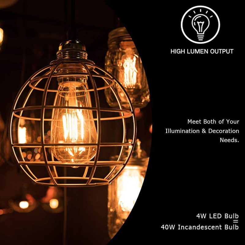 LUXON LED Edison Bulb,Dimmable,4Watt,Equivalent 40W,2700K Warm White,Amber Glass Antique Vintage