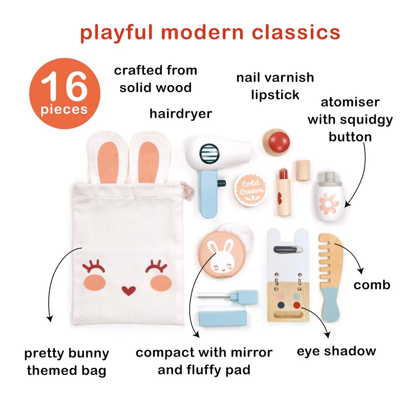 Mentari Wooden Toy Bunny Make Up Set - Pretend Play