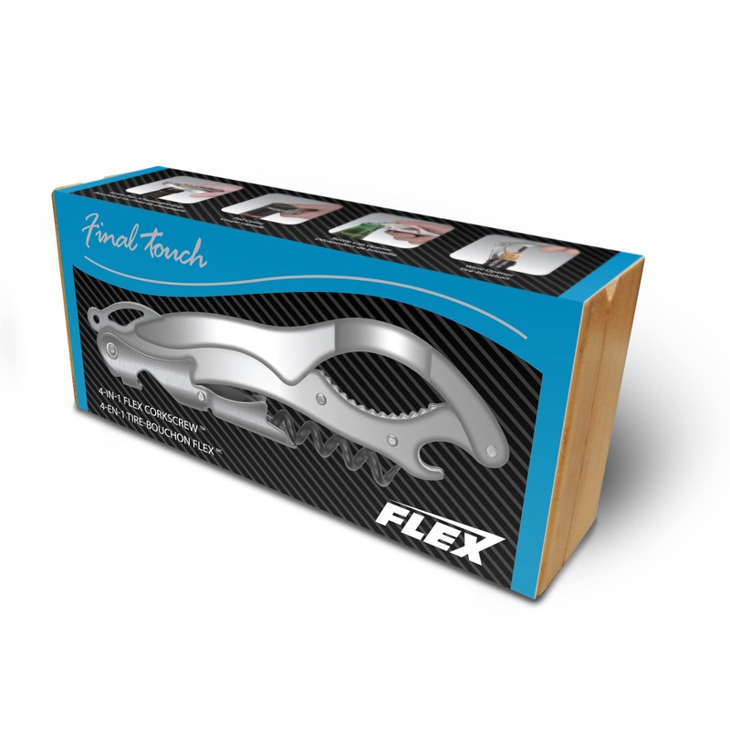 Final Touch Boxed The Flex Wine and Champagne Opener, Silver