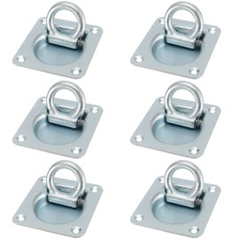 JOIKIT 6 Pack Recessed D-Ring Tie Down Anchors, Heavy Duty Galvanized Steel Flush Mount D-Rings, 6000 lbs Capacity, Recessed Pan Fitting D-Rings for Truck, Trailer, Deliveries