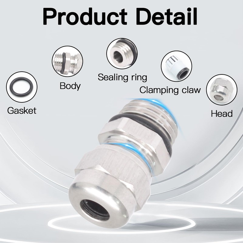 Biaungdo 4 Pack NPT 1/4" Cable Gland Waterproof, Stainless Steel