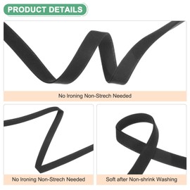 M METERXITY Double Fold Bias Tape 1/2 Inch 55 Yards Cotton Bias Binding Tape Bulk Double Fold Bias Tape for Sewing/Seaming Hemming/Binding//Quilting/DIY Craft [Black]