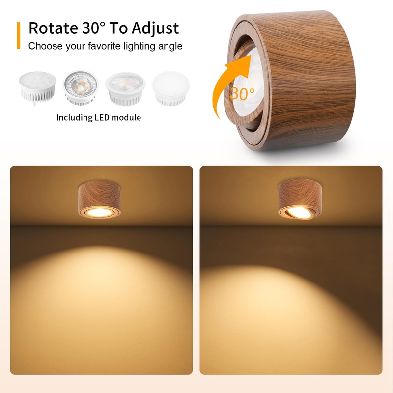 GeyouLux LED Surface-Mounted Spotlight, Dimmable, Extra Flat & 30° Swivel,