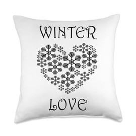 Puristic Winter Nature Designs Cozy Winter Days Winter Love Snowflakes Nature Landscape Hiking Throw Pillow, 18x18, Multicolor