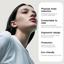 Motorcycle Ear Plugs - 33dB (SNR) Noise Reduction Earplugs, High Fidelity Noise Cancelling Reusable Earplugs for Sleep, Concerts, Deep Focus, Travel, Hearing Protection