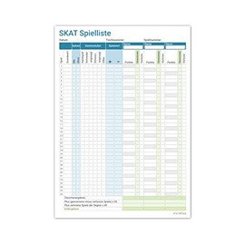 PICTALOO Skat Pad DIN A5, Easy to Read and Clearly Design, Modern Large Game Pad, Also Suitable for Seniors, Card Game Skat Blocks (Preisskat 3er)