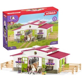 Schleich Horse Club - 97PC Riding Center Horse Toy Playset with Rider, 2 Horses, Barn and Farm Figurine Accessories for Girls and Boys - Interactive Play Figures - Realistic Kids Toys Ages 5+ | 42344