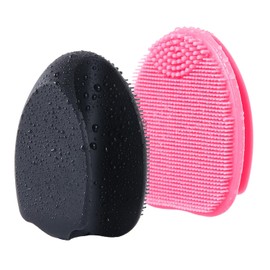 Limpiador facial de silicona, cepillo exfoliante manual, cepillo de limpieza facial para mujeres y hombres, eliminar los poros, masaje (negro + rosa)