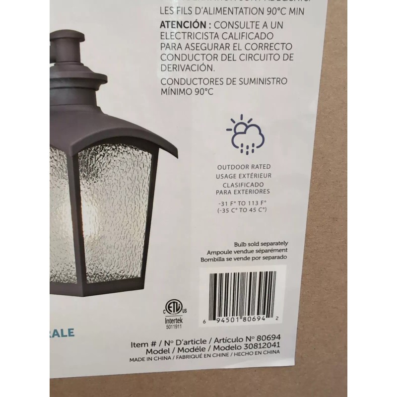 Home Luminaire 80694 Spence 1-Light Outdoor Wall Lantern Grey Finish