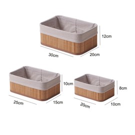 3 Pcs Bamboo Storage Baskets, Handwoven Natural Organizer Bins, Portable Woven Containers, Suitable for Home Nursery Bathroom Office Closet Shelves Countertop ﻿ ﻿