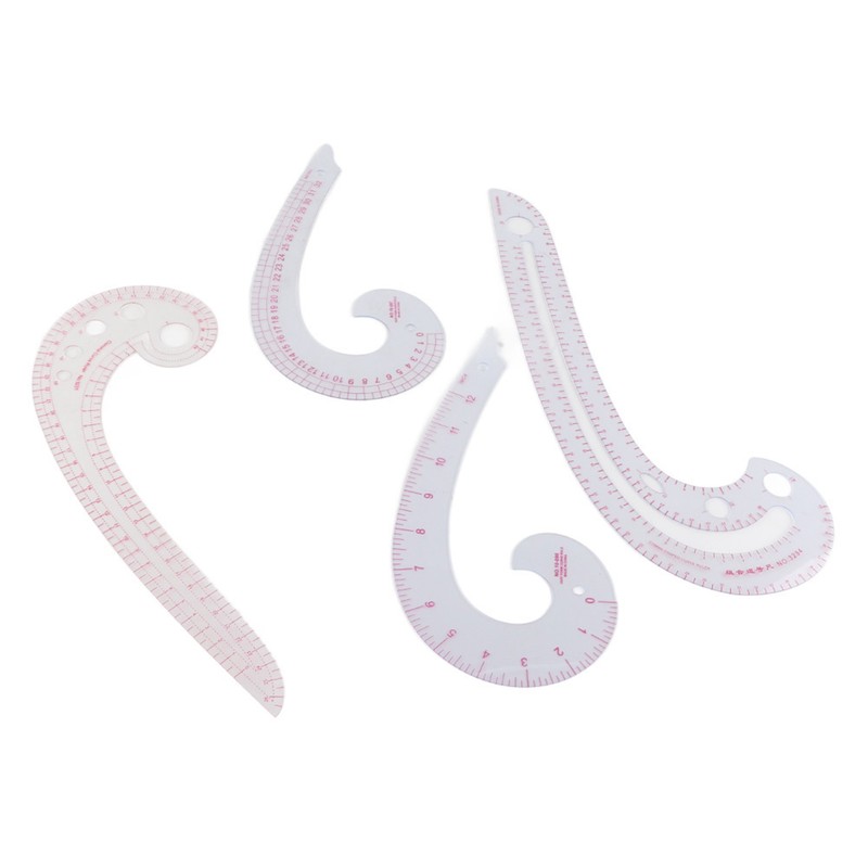 4Pcs Comma Curve Ruler Multifunction Combination Sewing Trimming Drawing Dressmaking