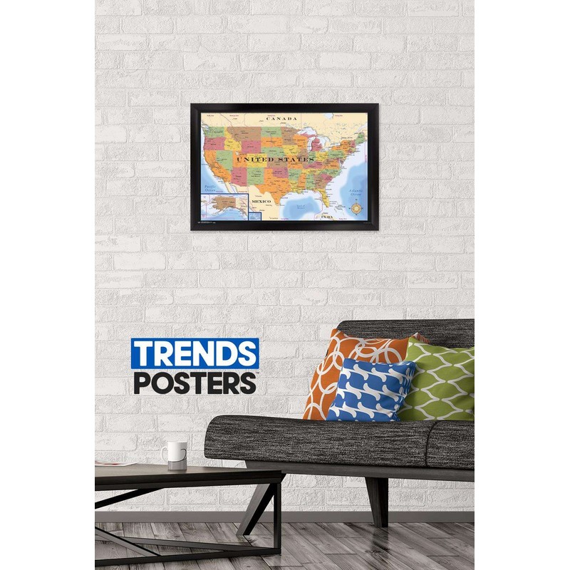 Map - USA Time Zones 14x22 Poster - Black Framed