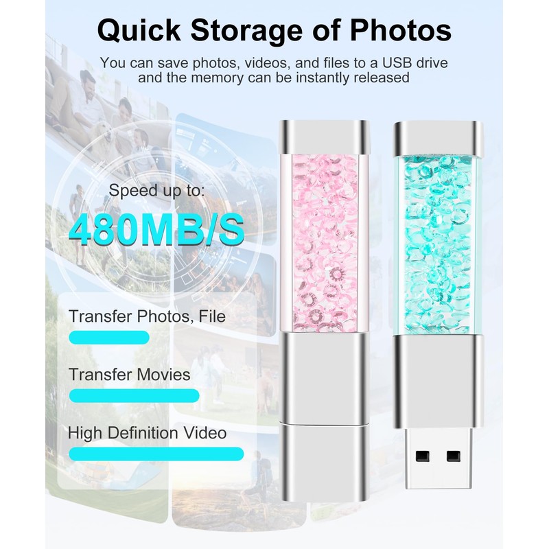 Crystal USB Flash Drive USB 2.0 Flash Drive Memory Stick