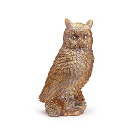 Two's Company Enchanted Woods Golden Owl Decor Sculpture, Resin, 14.25-inches Height, Gold and Silver, Home Decor and Accessories, 54718