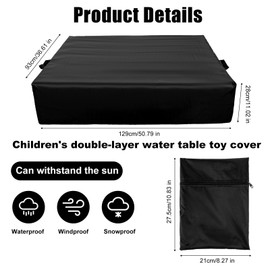 Tier Water Table Toys Cover, Waterways Playset Cover Outdoor Activity Table Protection Accessories fit for 2-Layer Kids 48.82x34.65 Inch (Black)