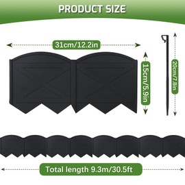 Vashly 30Ft Landscape Edging 5.9 Inch Tall Garden Edging No Dig Garden Edging Border, 30Pcs Flower Bed Edging Border with 30Pcs Stakes