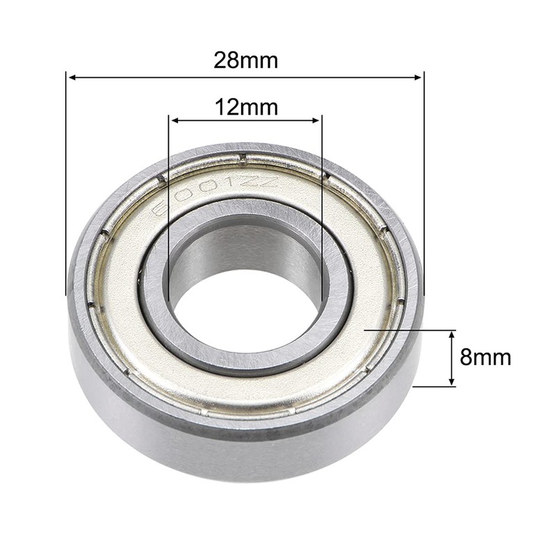 sourcing map 6001ZZ Deep Groove Ball Bearing 12x28x8mm Double Shielded