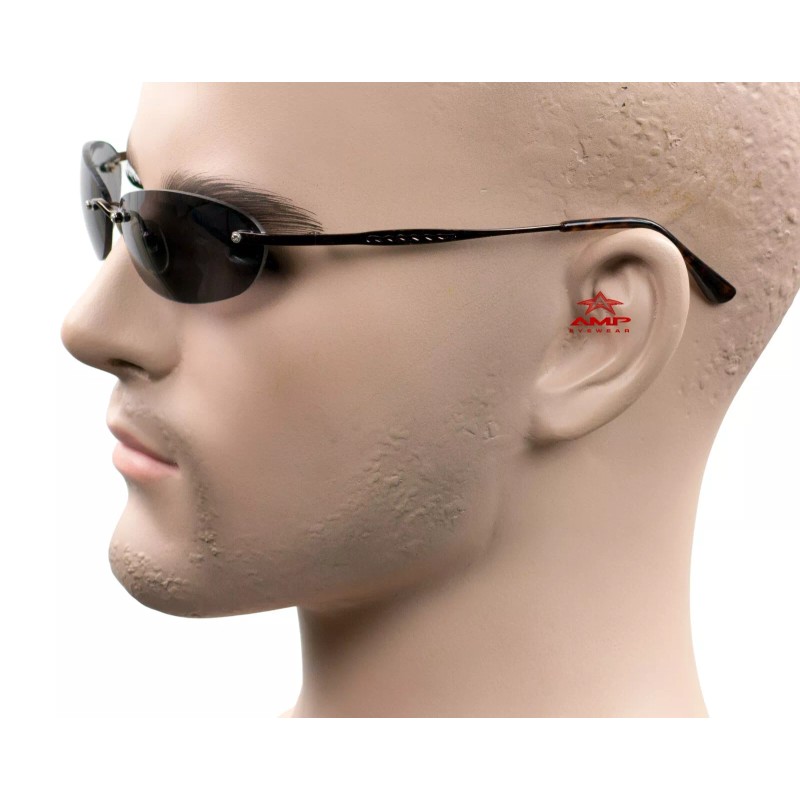 AMP Small Rimless Oval Neo Matrix Style Sunglasses Metal Super