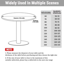 Highdi Tablecloth Washable Round 140 cm, Elastic Printable Tablecloth Outdoor Lotus Effect Tablecloths Table Cloth for Garden Restaurant, Ideal for 120 cm - 130 cm