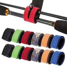 Fishing Rod Straps Pack of 12 Fishing Rod Belts 6 Colours Fishing Rod Straps Fishing Rod Straps Elastic Rod Bands Fishing Rod Strap Velcro Straps with Buckle for Fishing Rods (30 cm)