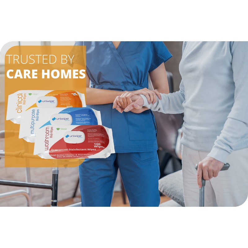 Uniwipe Clinical Midi-Wipes Antibacterial Sanitising kills 99.999% of germs (100