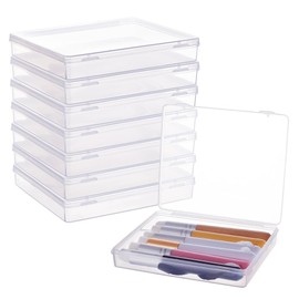 BENECREAT 8 Pack Rectangle Clear Plastic Bead Storage Containers Box Drawer Organizers with Lid for Earplugs Tiny Beads Dices and Other Small Craft Accessories - 4.72x3.9x0.78 Inches