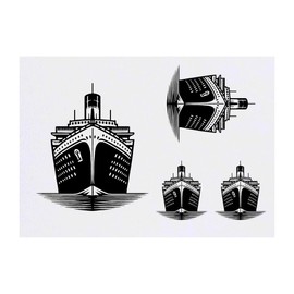 4 x 'Passenger Ship' Temporary Tattoos - Water Resistant, Skin-Safe, Non-Toxic Transfers, Mixed Sizes (TO00078098)