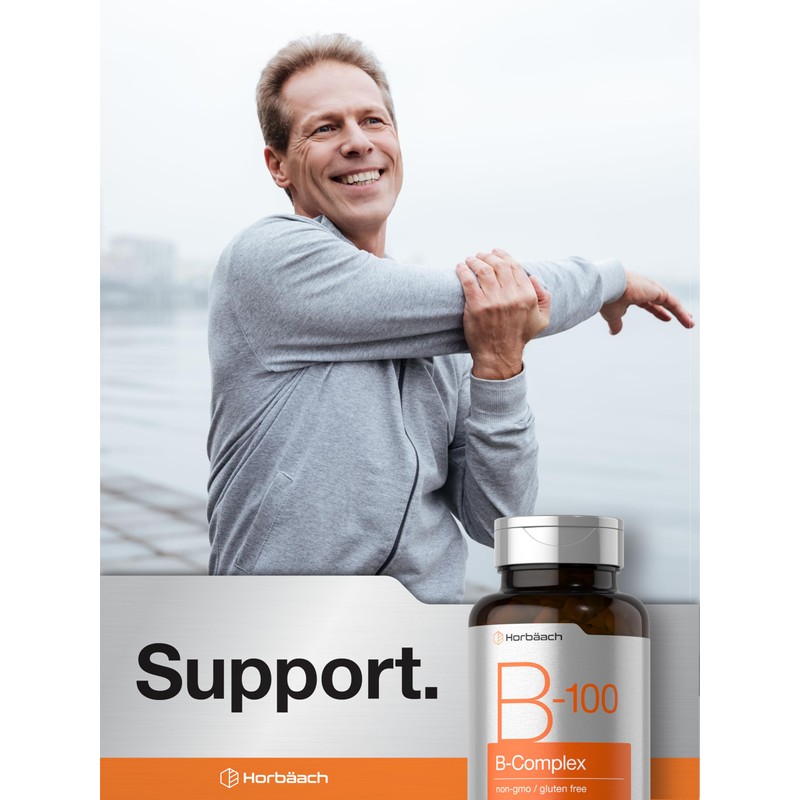 Horbäach B-100 Complex Vitamin | 60 Capsules | Non-GMO and